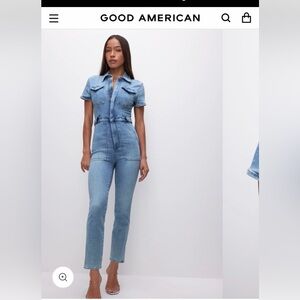 Good American Light Blue Denim jumpsuit